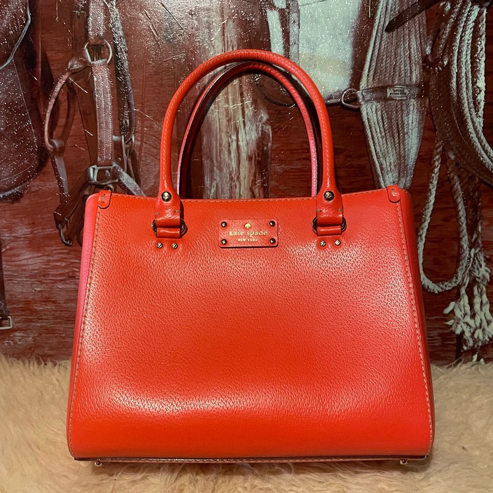 New Kate Spade 3 section orange leather bag